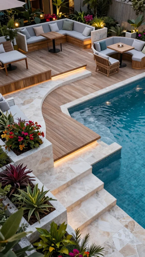 17 Stunning Budget-Friendly Pool Deck Designs That Will Transform Your Backyard! - 6. Multi-Level Decks 1