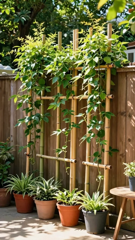 17 Vertical Container Gardening Ideas for Patios That Are Pure Genius! - 13. Vertical Bamboo Garden 1