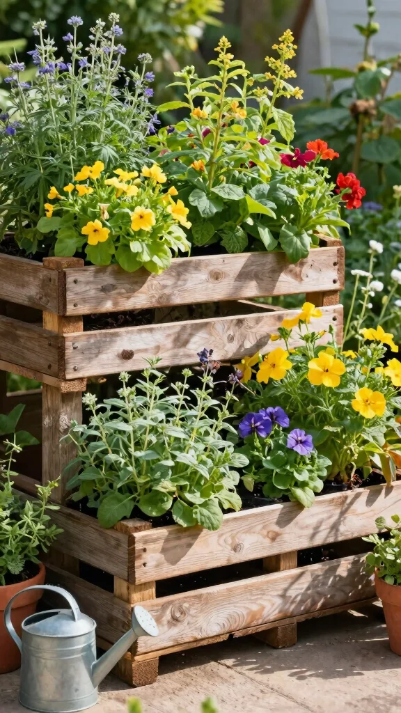 17 Vertical Container Gardening Ideas for Patios That Are Pure Genius! - 3. Vertical Pallet Garden 1