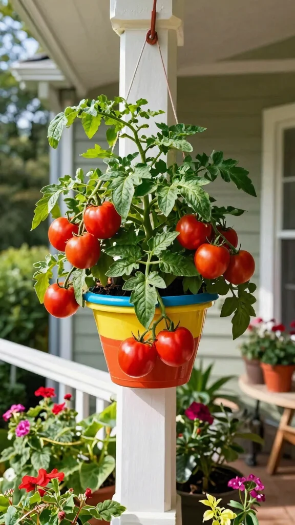 17 Vertical Container Gardening Ideas for Patios That Are Pure Genius! - 6. Topsy-Turvy Tomato Planter 1