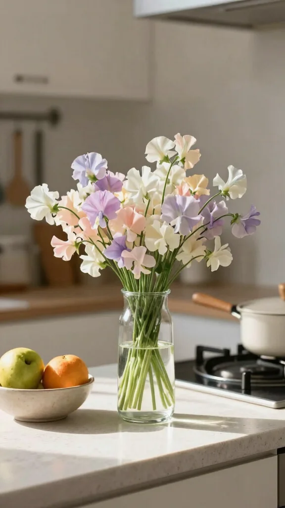 17 Vibrant Spring Flower Arrangements You Can Create in Minutes! - 12. Charming Spring Bouquet with Sweet Peas 1