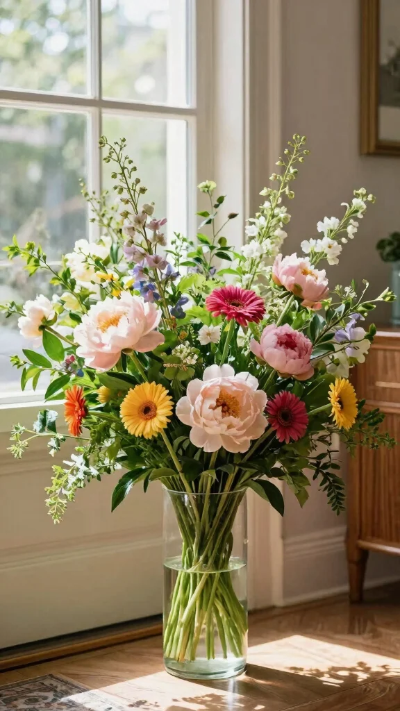 17 Vibrant Spring Flower Arrangements You Can Create in Minutes! - 14. Lush Foliage with Seasonal Blooms 1