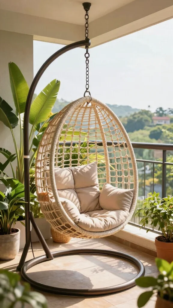 18 Balcony Garden Furniture Ideas That Will Make Your Small Space Feel Luxurious! - 13. Hanging Chairs 1