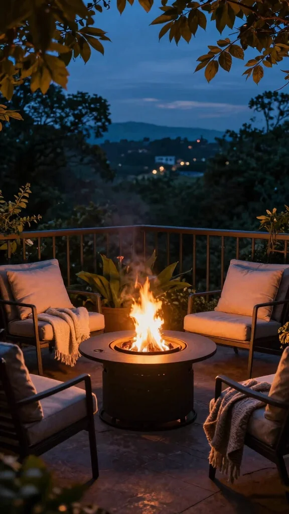 18 Balcony Garden Furniture Ideas That Will Make Your Small Space Feel Luxurious! - 15. Outdoor Fire Pit 1