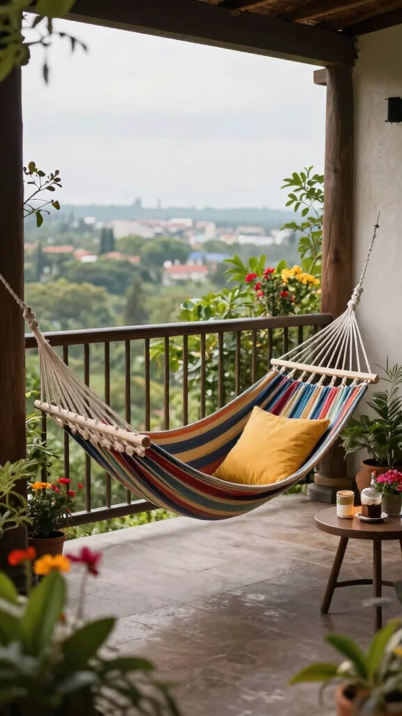 18 Balcony Garden Furniture Ideas That Will Make Your Small Space Feel Luxurious! - 3. Hammock Haven 1
