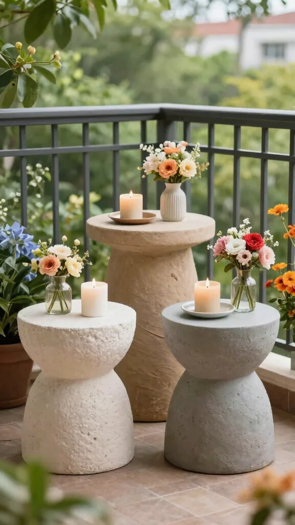 18 Balcony Garden Furniture Ideas That Will Make Your Small Space Feel Luxurious! - 8. Decorative Side Tables 1