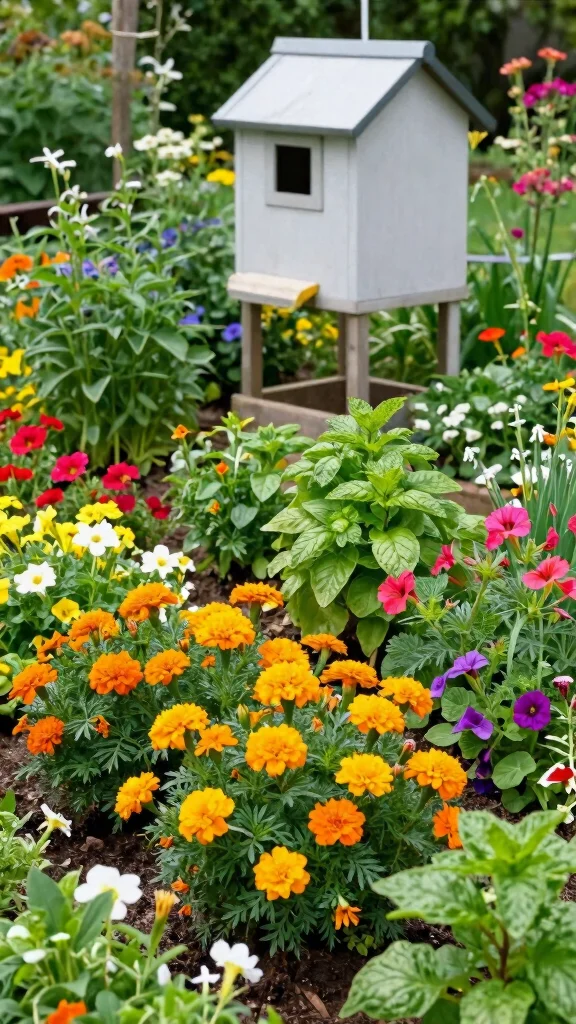 18 Beautiful Chicken Coop Garden Designs That Mix Flowers and Fowl! - 14. Companion Planting with Your Flowers 1