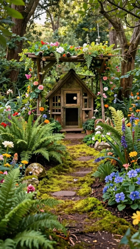 18 Beautiful Chicken Coop Garden Designs That Mix Flowers and Fowl! - 4. Enchanted Forest Retreat 1