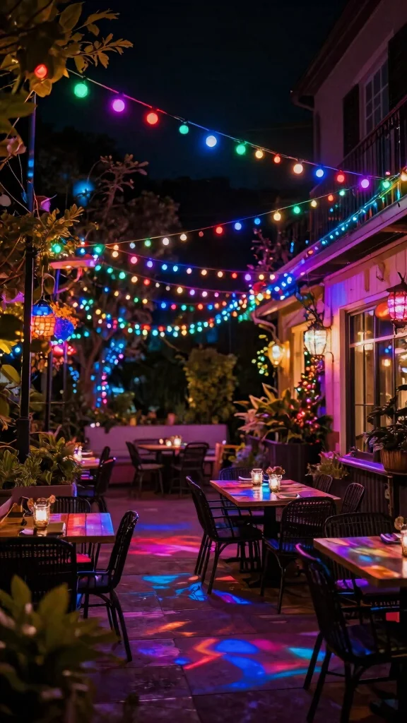 18 Brilliant Outdoor Garden Lighting Ideas You Never Knew You Needed! - 18. Colorful Patio Lights 1