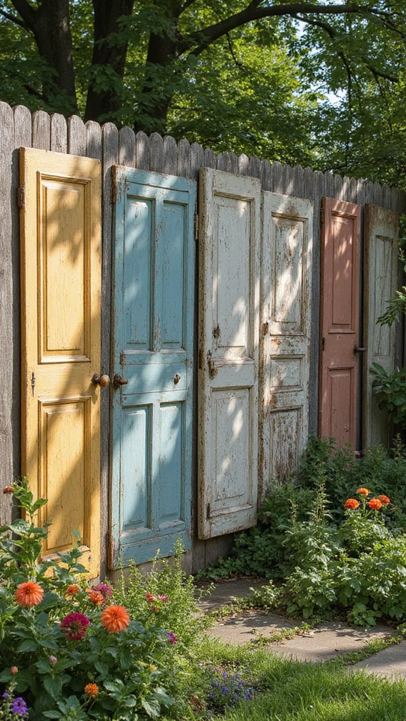 18 DIY Natural Fencing Projects That Add Rustic Charm to Your Home (You Can Do #7!) - 17. Antique Door Fence 1