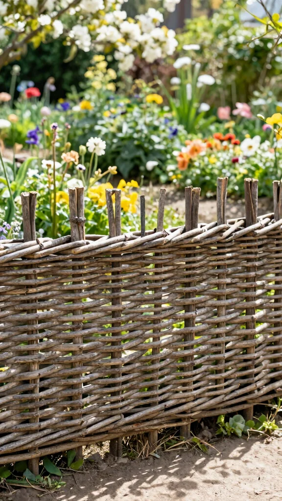18 DIY Natural Fencing Projects That Add Rustic Charm to Your Home (You Can Do #7!) - 3. Woven Willow Fence 1