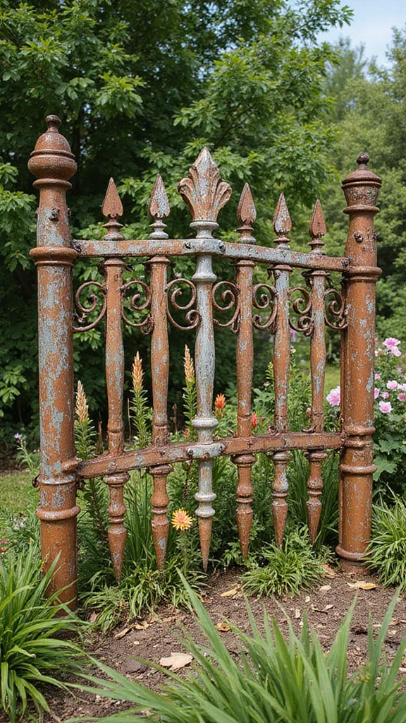 18 DIY Natural Fencing Projects That Add Rustic Charm to Your Home (You Can Do #7!) - 8. Repurposed Metal Fencing 1