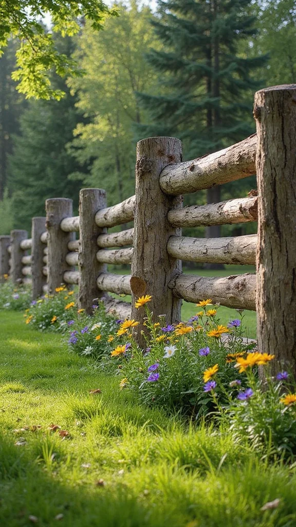 18 DIY Natural Fencing Projects That Add Rustic Charm to Your Home (You Can Do #7!) - 9. Natural Log Barrier 1
