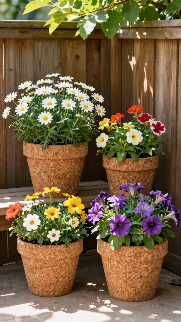 18 Eco-Friendly Colorful Flowering Pots That Are Good for the Earth (And Your Garden!) - 2. Cork Flower Pots 1