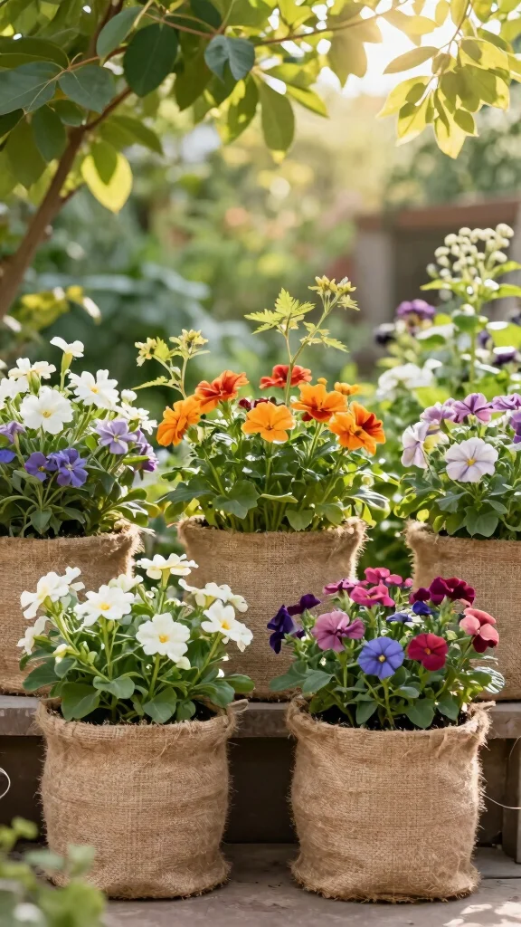 18 Eco-Friendly Colorful Flowering Pots That Are Good for the Earth (And Your Garden!) - 6. Natural Fiber Pots 1