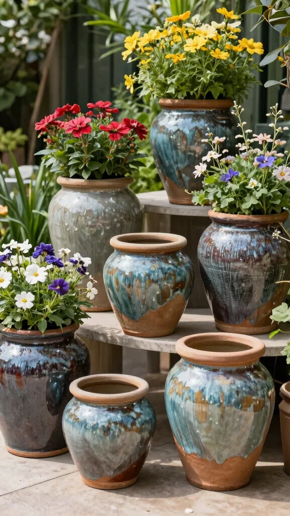 18 Eco-Friendly Colorful Flowering Pots That Are Good for the Earth (And Your Garden!) - 7. Stoneware Flower Pots 1