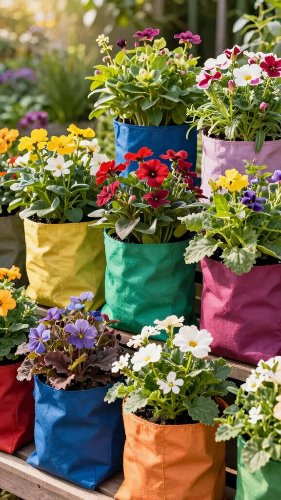18 Eco-Friendly Colorful Flowering Pots That Are Good for the Earth (And Your Garden!) - 8. Fabric Grow Bags 1