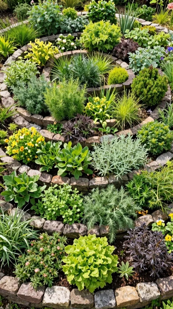18 Eco-Friendly Ways to Blend Hardscapes and Plants for a Sustainable Home! - 14. Herb Spiral Gardens 1
