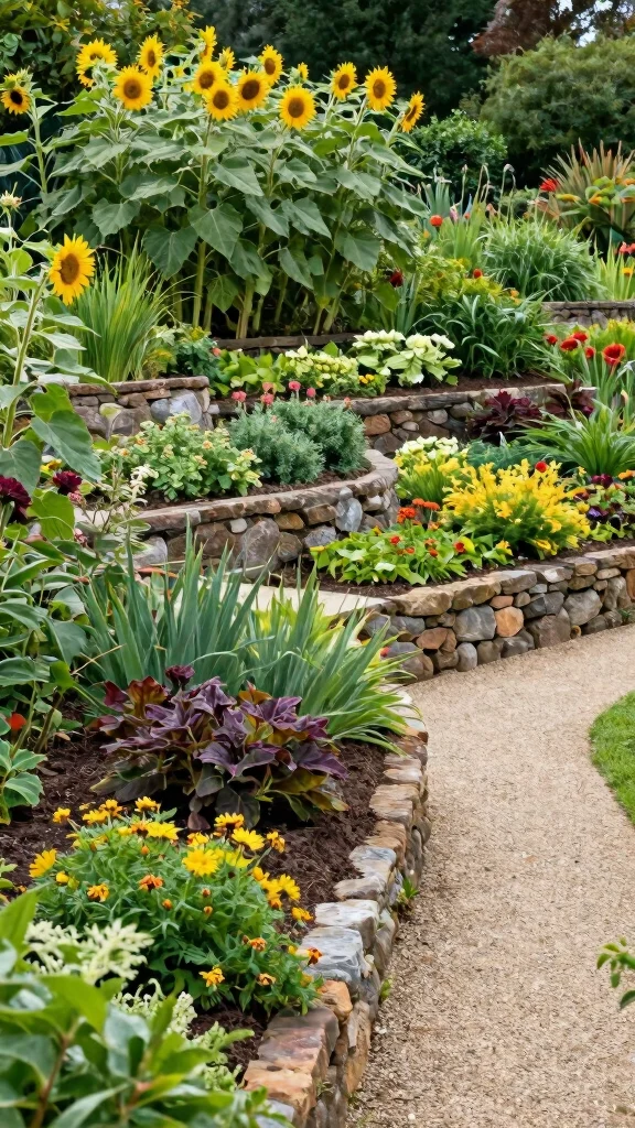 18 Eco-Friendly Ways to Blend Hardscapes and Plants for a Sustainable Home! - 3. Terraced Planting 1