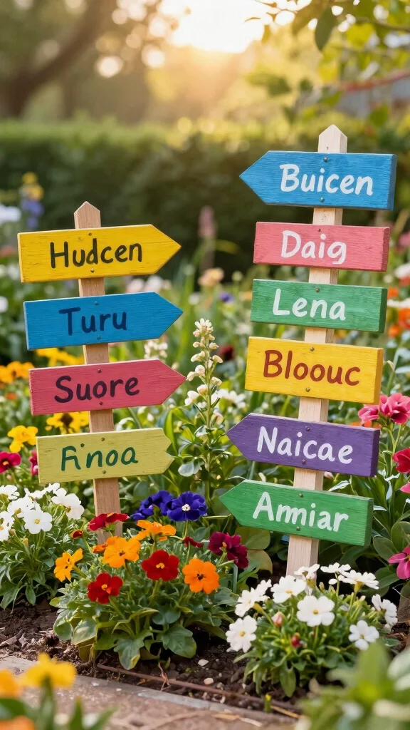 18 Fun Colorful Garden Art Projects You Can Start Today (You'll Be Surprised at #5!) - 12. Painted Garden Signs 1