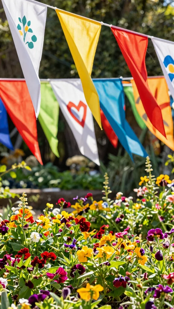 18 Fun Colorful Garden Art Projects You Can Start Today (You'll Be Surprised at #5!) - 15. Colorful Garden Flags 1