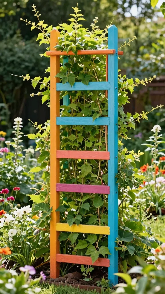 18 Fun Colorful Garden Art Projects You Can Start Today (You'll Be Surprised at #5!) - 18. DIY Colorful Trellises 1