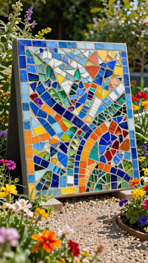 18 Fun Colorful Garden Art Projects You Can Start Today (You'll Be Surprised at #5!) - 3. Mosaic Garden Art 1