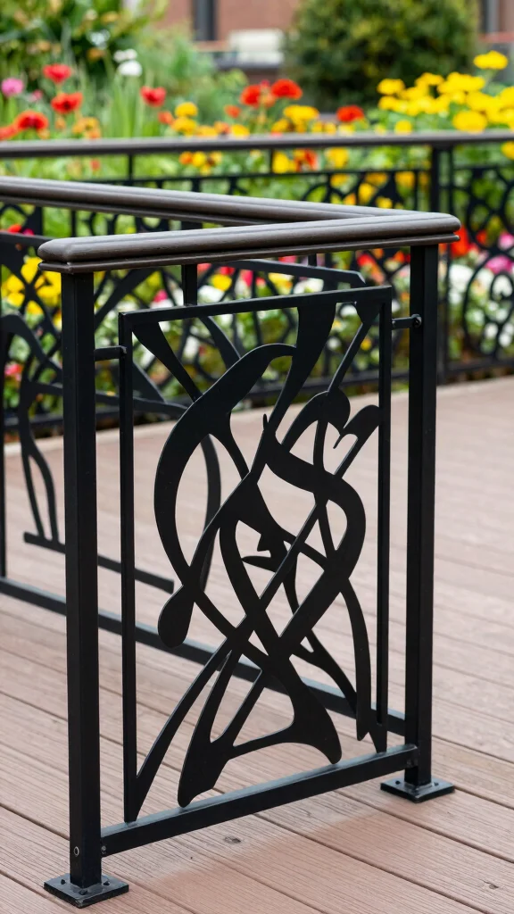 18 Inspiring Deck Railing Ideas That Will Make You Fall in Love with Your Garden Again! - 12. Artistic Metal Railings with Unique Designs 1