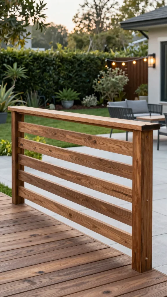 18 Inspiring Deck Railing Ideas That Will Make You Fall in Love with Your Garden Again! - 14. Horizontal Slat Railing for a Modern Look 1