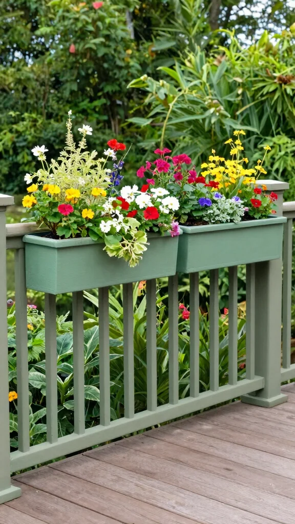 18 Inspiring Deck Railing Ideas That Will Make You Fall in Love with Your Garden Again! - 16. Integrated Planter Boxes with Railings 1