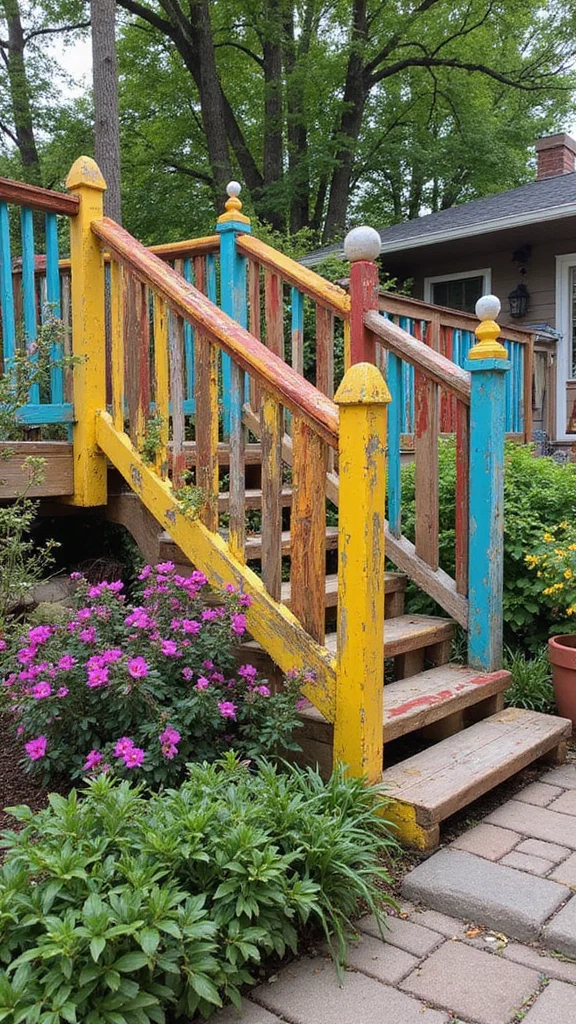 18 Inspiring Deck Railing Ideas That Will Make You Fall in Love with Your Garden Again! - 18. Upcycled and DIY Decorative Railings 1
