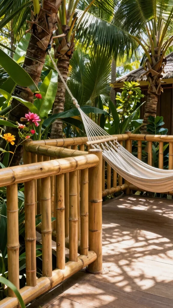 18 Inspiring Deck Railing Ideas That Will Make You Fall in Love with Your Garden Again! - 4. Bamboo Railing for a Tropical Vibe 1