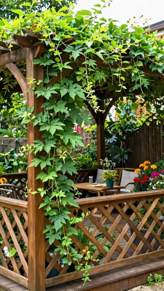 18 Inspiring Deck Railing Ideas That Will Make You Fall in Love with Your Garden Again! - 7. Trellis Railing for Climbing Plants 1