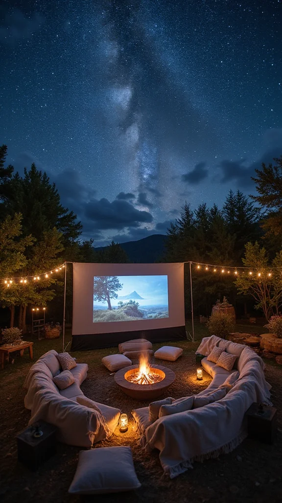 18 Magical Backyard Oasis Ideas with Lighting That Will Transform Your Nights! - 15. Backyard Movie Night Setup 1