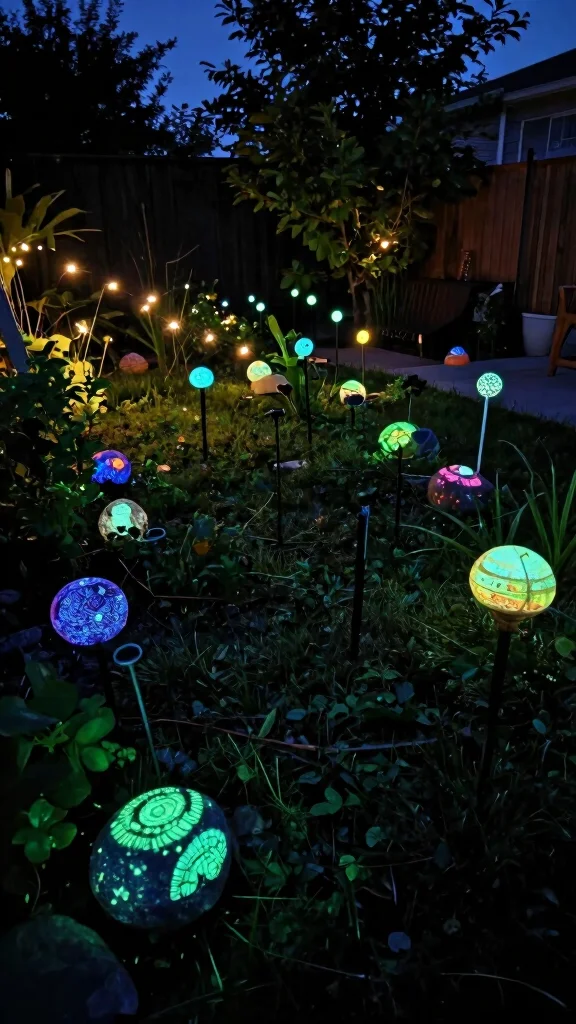 18 Magical Backyard Oasis Ideas with Lighting That Will Transform Your Nights! - 17. Glow-in-the-Dark Elements 1