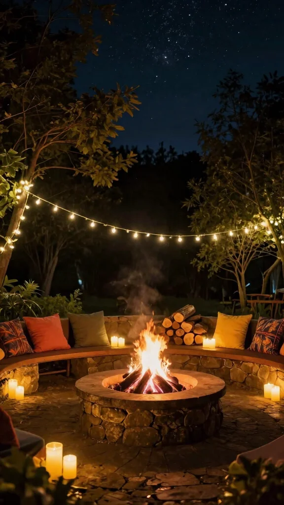 18 Magical Backyard Oasis Ideas with Lighting That Will Transform Your Nights! - 2. Cozy Fire Pit Lighting 1