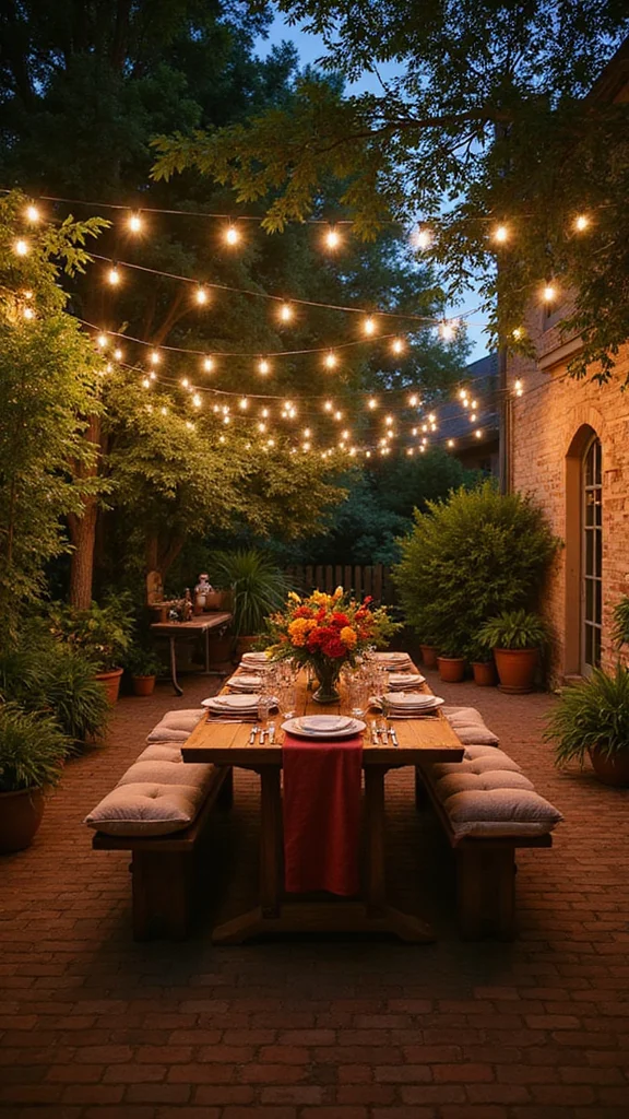 18 Magical Backyard Oasis Ideas with Lighting That Will Transform Your Nights! - 5. String Lights Overhead 1