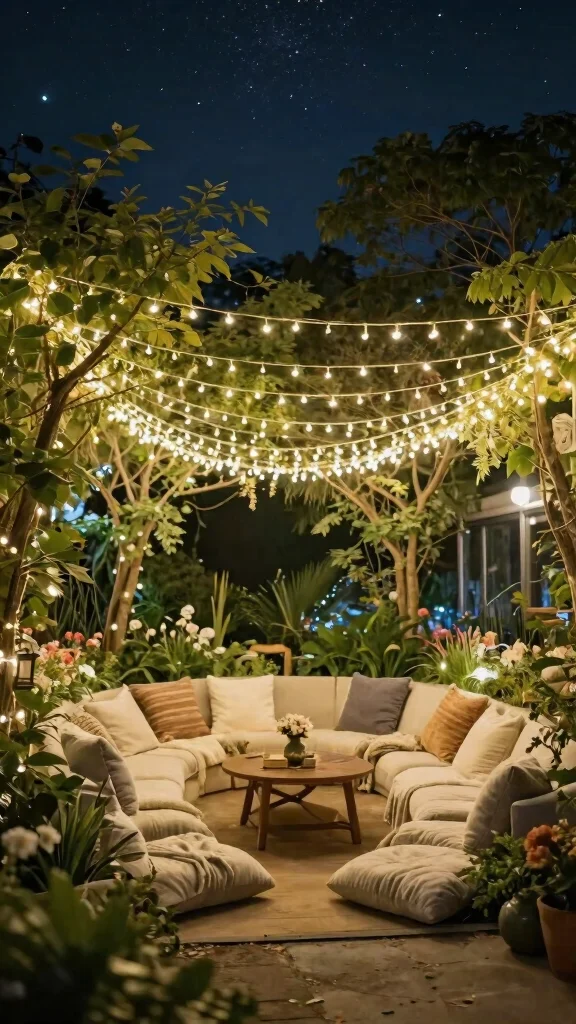 18 Magical Backyard Oasis Ideas with Lighting That Will Transform Your Nights! - 8. Fairy Light Canopy 1