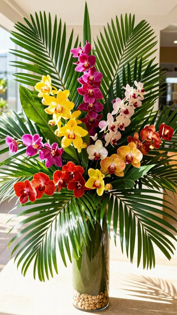 18 Seasonal Bouquet Ideas You Need to Try for a Cozy Home! - 7. Tropical Vibes: Orchids and Palms 1