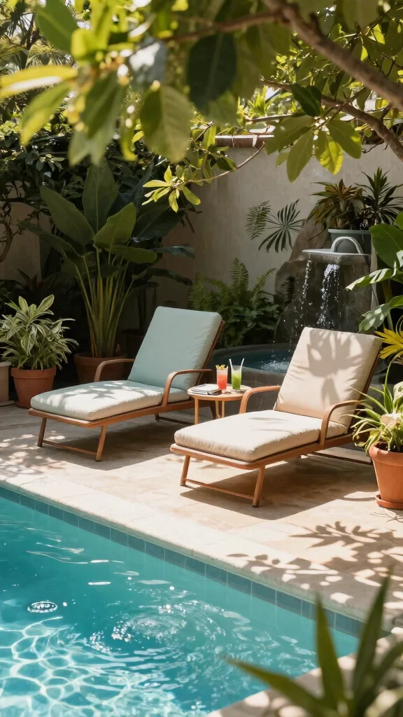 18 Tranquil Poolside Decor Ideas That Create a Calm Retreat! - 1. Cozy Lounge Chairs 1