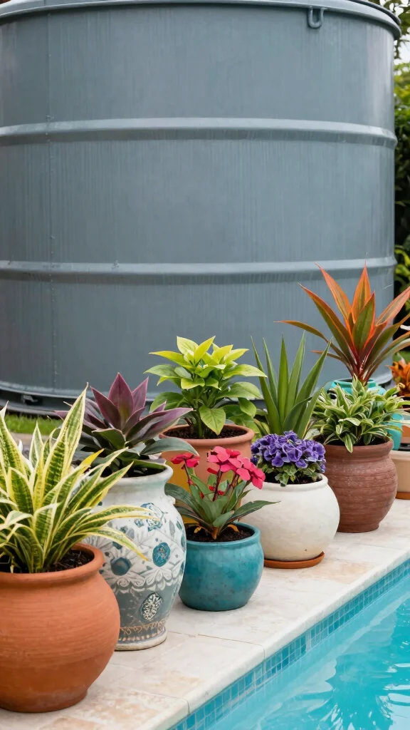 18 Tranquil Poolside Decor Ideas That Create a Calm Retreat! - 10. Artistic Planters 1