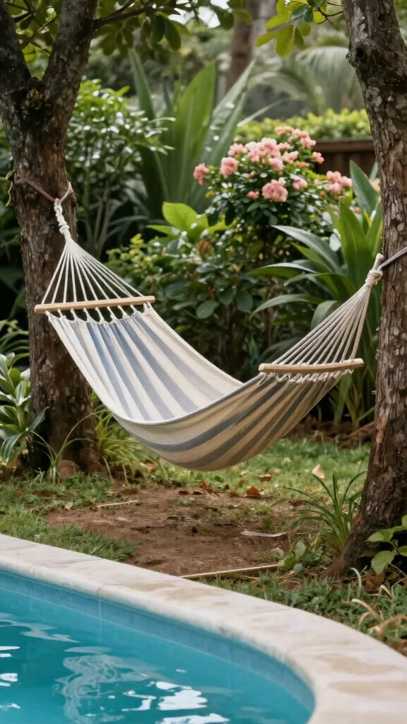18 Tranquil Poolside Decor Ideas That Create a Calm Retreat! - 13. Relaxing Hammock 1