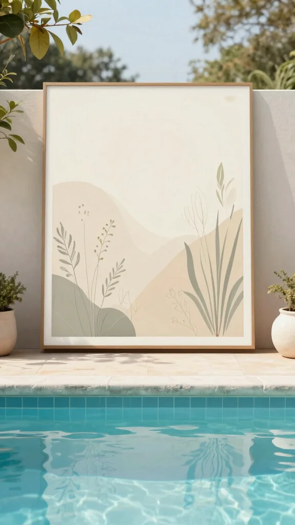 18 Tranquil Poolside Decor Ideas That Create a Calm Retreat! - 17. Tranquil Artwork 1