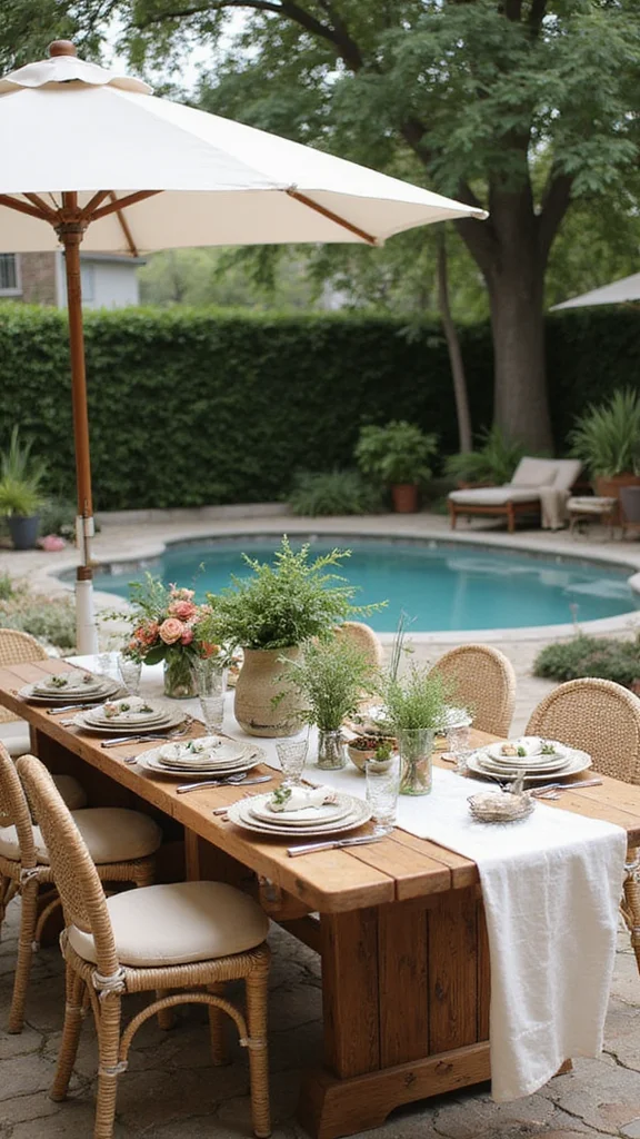18 Tranquil Poolside Decor Ideas That Create a Calm Retreat! - 18. Inviting Outdoor Dining 1