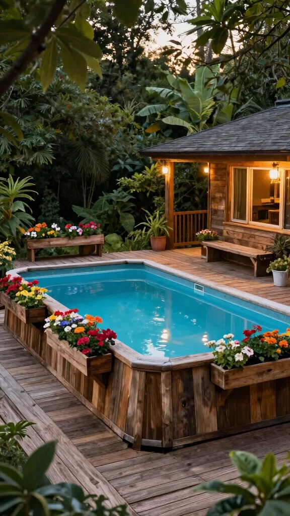 19 Beautiful DIY Above Ground Pool Decks That Will Enhance Your Landscape Design! - 1. Rustic Wooden Oasis 1