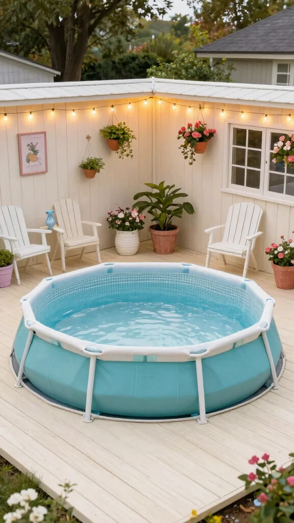 19 Beautiful DIY Above Ground Pool Decks That Will Enhance Your Landscape Design! - 12. Cute Cottage-Style Deck 1