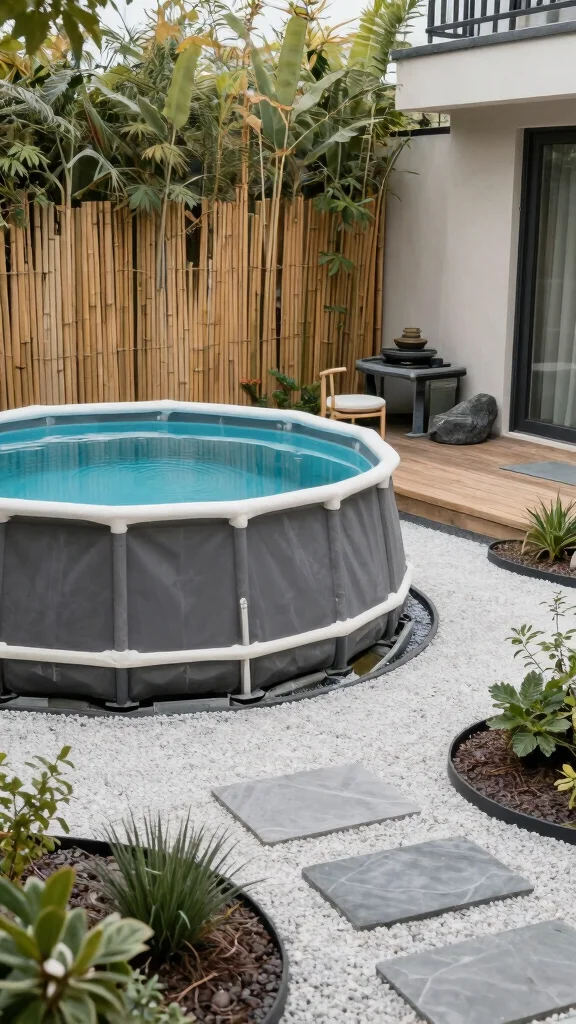 19 Beautiful DIY Above Ground Pool Decks That Will Enhance Your Landscape Design! - 9. Zen Garden Pool Deck 1