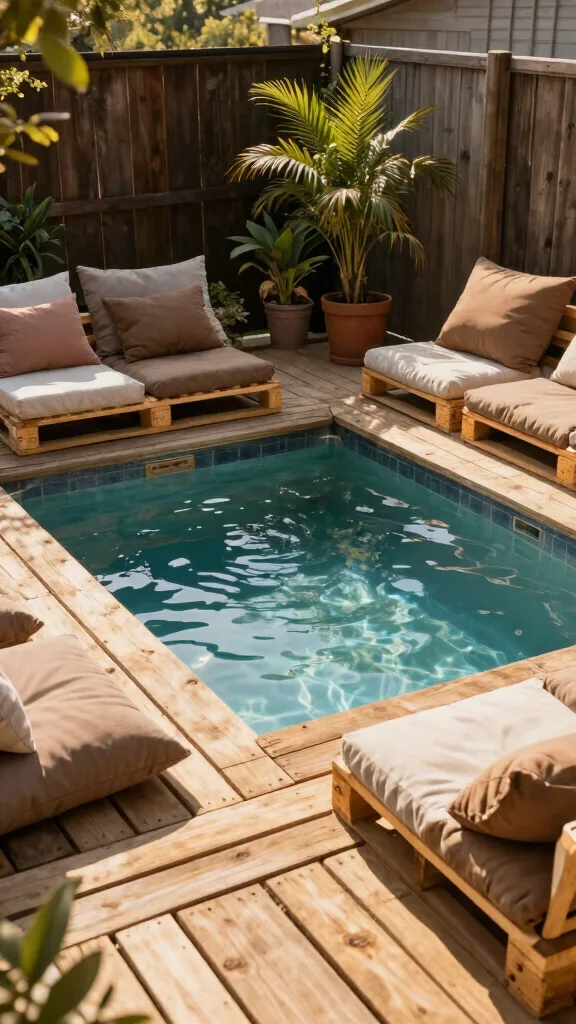 19 Budget-Friendly DIY Garden Pool Ideas to Beat the Heat This Summer! - 12. Rustic Pallet Pool Deck 1