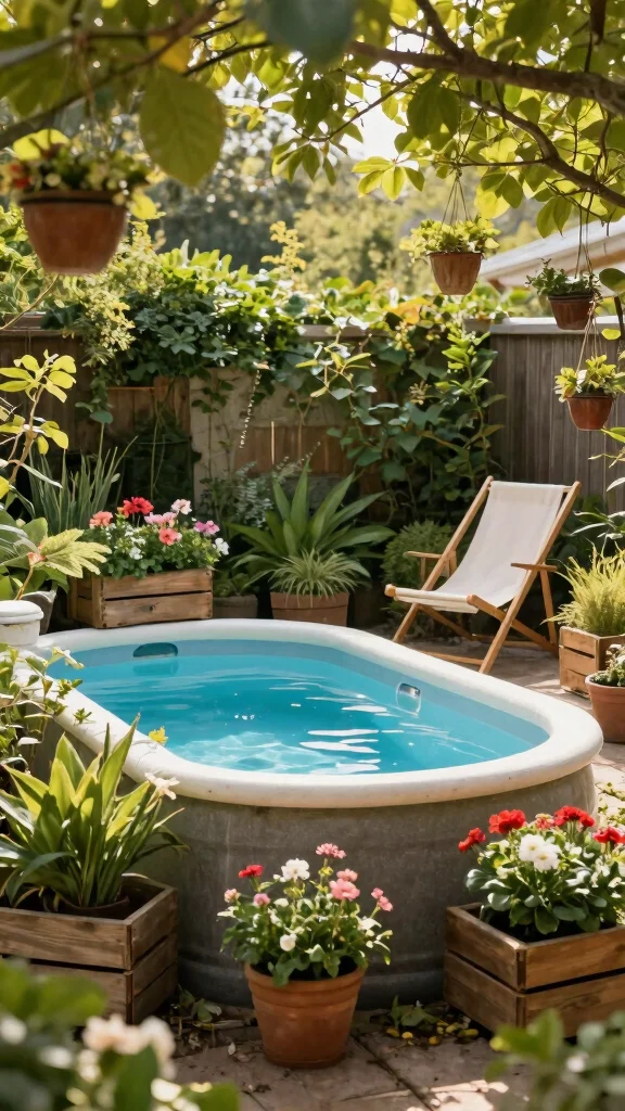19 Budget-Friendly DIY Garden Pool Ideas to Beat the Heat This Summer! - 5. Rustic Greenery Oasis 1
