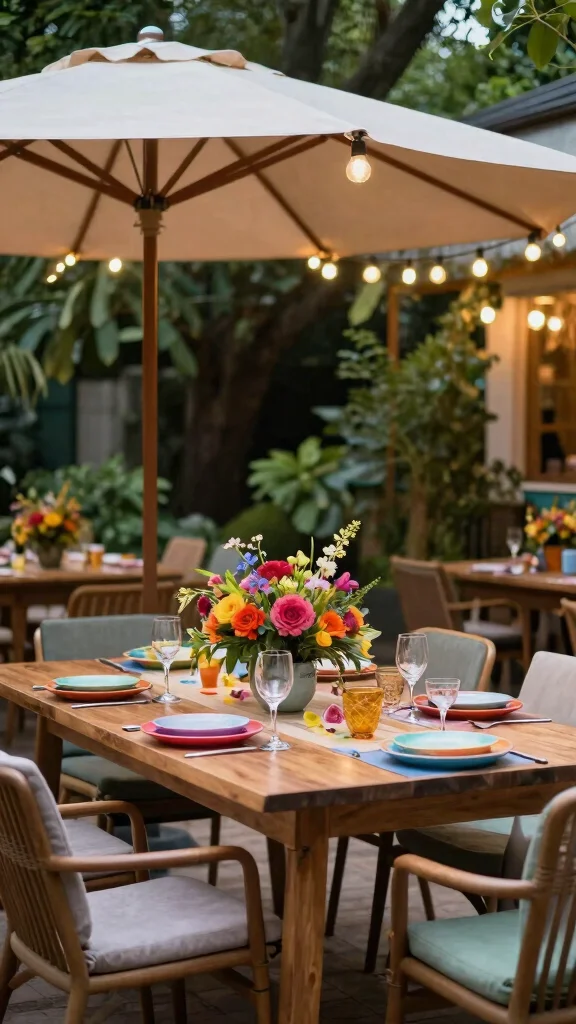 19 Cozy Patio Garden Ideas to Create Your Urban Oasis - 13. Outdoor Dining Area with Flair 1